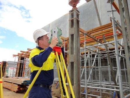 Construction surveying in progress